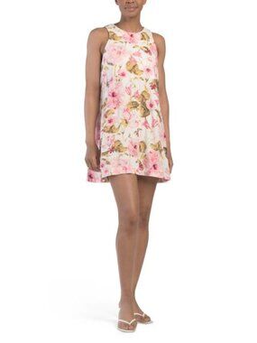 FAMOUS BRAND Linen Blend Mini Swing Dress